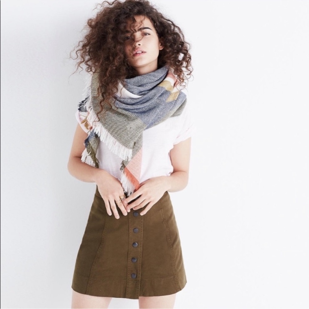 Madewell Metropolis Snap Skirt in Dark Olive